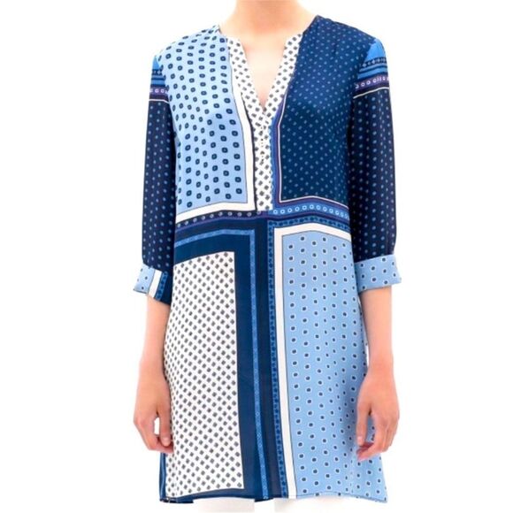 Zara Blue Morocco Scarf Print Tunic Dress | S - Picture 2 of 9